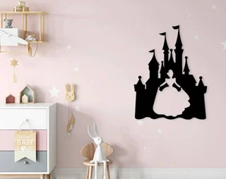 استیکر چوبی اتاق کودک طرح سیندرلا