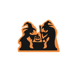 استیکر رنگی طرح هالووین دو جادوگر