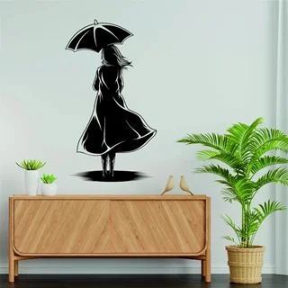 استیکر چوبی مدل دختر چتری